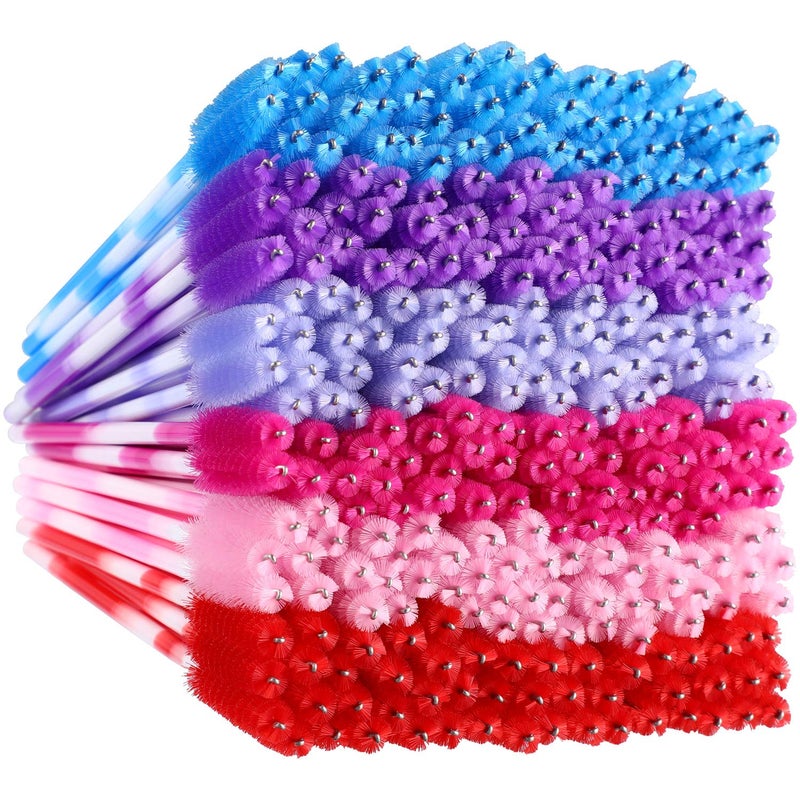 eBoot 300 Pieces Colored Disposable Mascara Wands Eyelash Eye Lash Brush Makeup Applicators Kit (Multicolor Handle, Multicolor Head) - Image 3