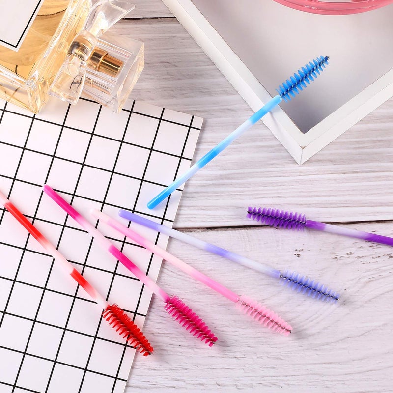 eBoot 300 Pieces Colored Disposable Mascara Wands Eyelash Eye Lash Brush Makeup Applicators Kit (Multicolor Handle, Multicolor Head) - Image 5