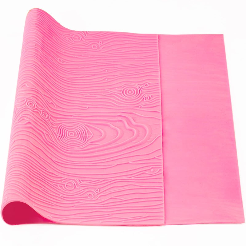 Beasea Silicone Lace Mold for Cakes Decorating Woodgrain Fondant Impression Mat Silicone Lace Mold Fondant Texture for Sugar Wood Texture Sheet Embossed Craft Tools 17 x 9 inches Pink