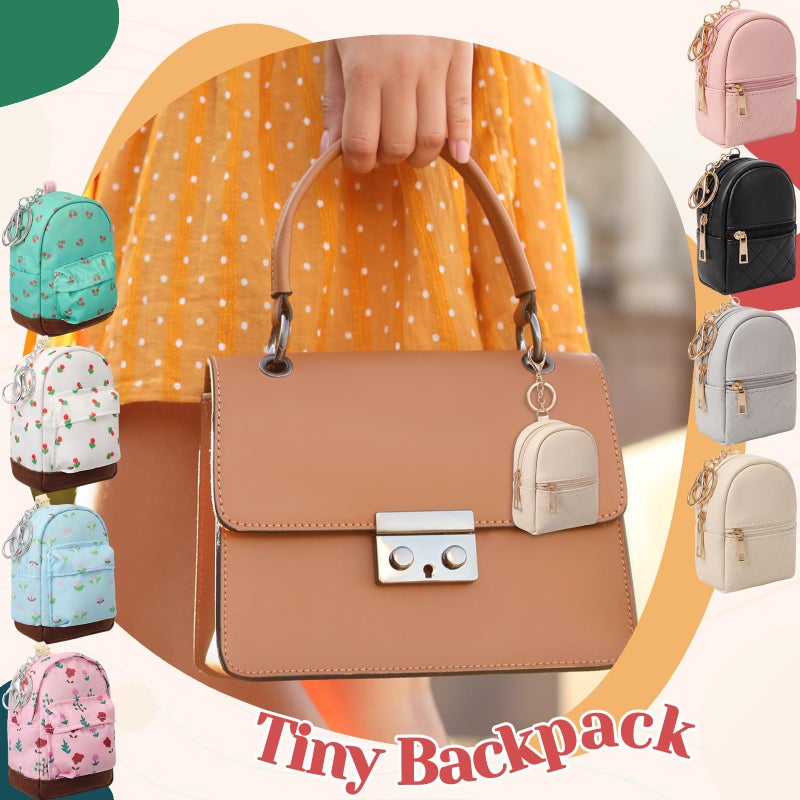 Hsei 8 Pcs Mini Backpack Keychain Coin Purse Tiny Key Chain Cute Cosmetic Bag Small Wallets Mini Valentines Gifts for Women Multi Pocket Card Holder Small Items Cable Organizer Zipper Pouch - Image 3