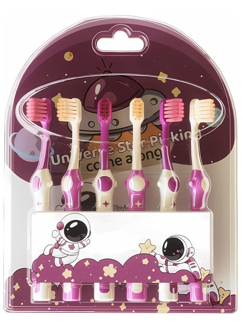joybuy Kids Toothbrushes, Toddler Toothbrush with Soft Bristles, Toothbrush for Kids 3-12 Years Old Extra Soft Child Toothbrush Lovely Toothbrushes for Boys and Girls (Pack of 6) - Image 1