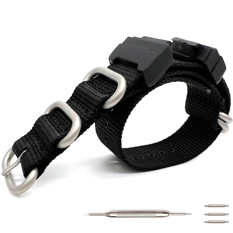 Lijinlan Military Ballistic Nylon Strap Replacement G-Shock Watch Bands Compatible with Casio G-Shock Watch Model GW100/GA100/GA400/GD120/ DW-D5500 /DW5600E/ DW6900/DW-9052/GWM5610/GW9400 (Black) - Image 1