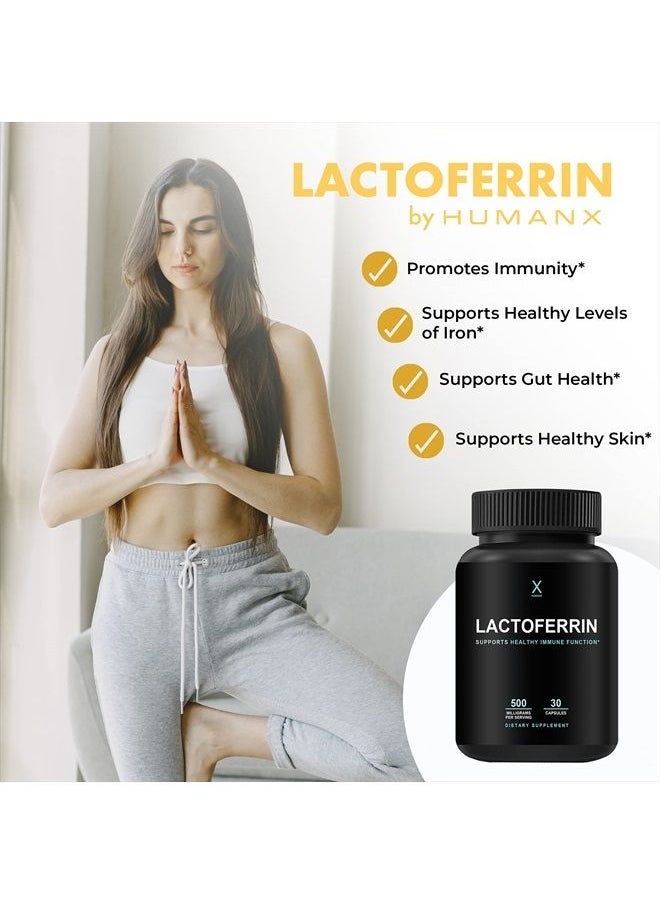 Lactoferrin 500mg - USA Third Party Tested (Gluten Free, Non GMO, Soy Free Supplements) - A Component in Colostrum - Supports Healthy Immunity, Iron Utilization & Absorption
