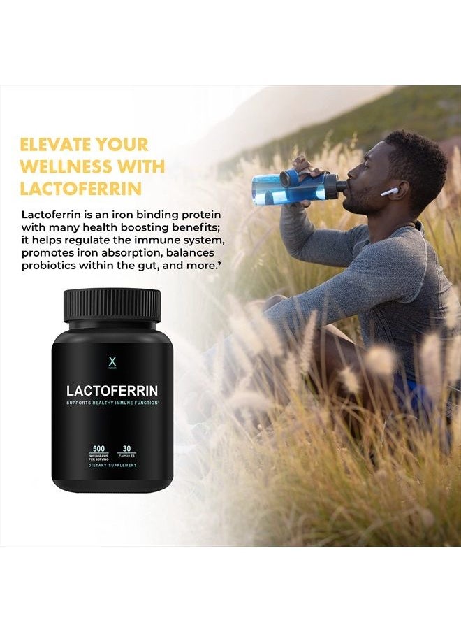 Lactoferrin 500mg - USA Third Party Tested (Gluten Free, Non GMO, Soy Free Supplements) - A Component in Colostrum - Supports Healthy Immunity, Iron Utilization & Absorption