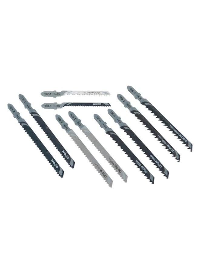 DEWALT 10-Piece T-Shank Design Wood Cutting Jigsaw Blade Set Black and Silver 1 x 10 x 12.8 cm DT2290-QZ - Image 1