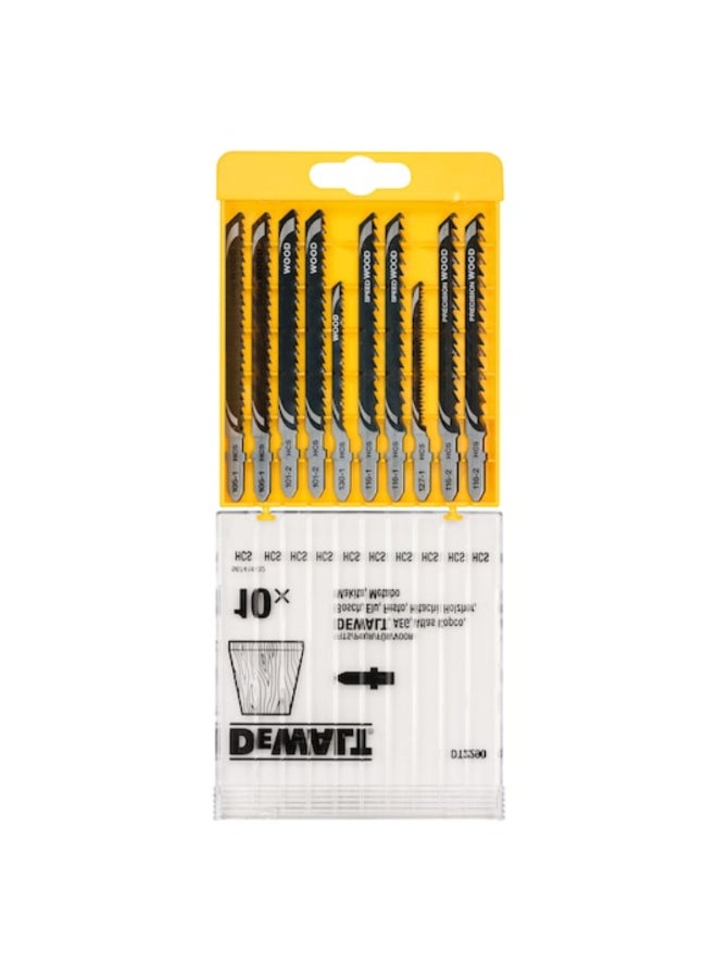 DEWALT 10-Piece T-Shank Design Wood Cutting Jigsaw Blade Set Black and Silver 1 x 10 x 12.8 cm DT2290-QZ - Image 4