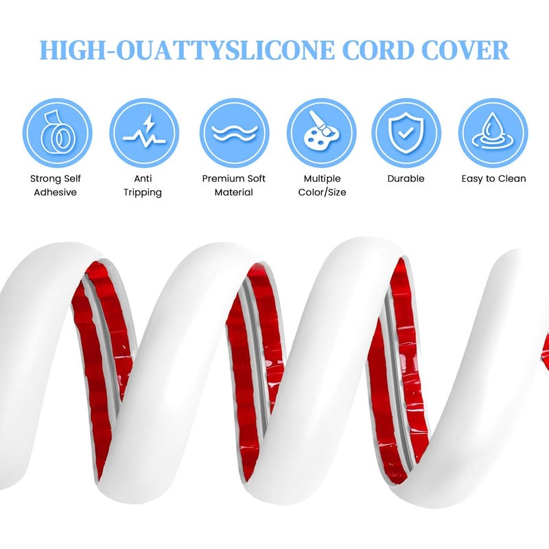 Serplex 6.6FT PVC Cord Cover Self Adhesive Floor Hider Wall Wire Holder Cuttable Soft Flexible Reusable Guider Cavity 3 PCS - Image 3