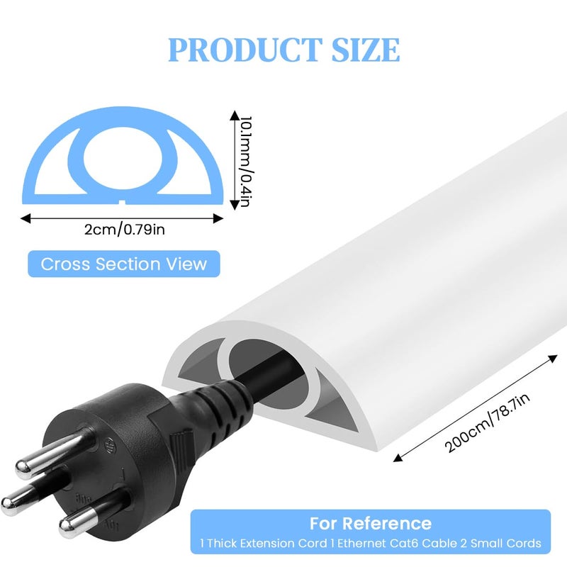 Serplex 6.6FT PVC Cord Cover Self Adhesive Floor Hider Wall Wire Holder Cuttable Soft Flexible Reusable Guider Cavity 3 PCS - Image 2