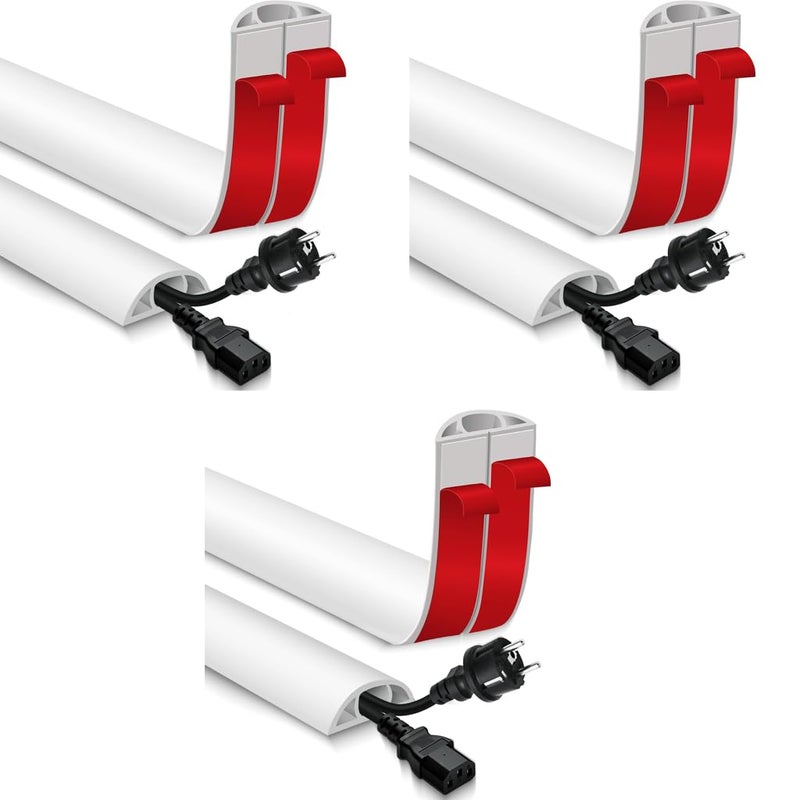 Serplex 6.6FT PVC Cord Cover Self Adhesive Floor Hider Wall Wire Holder Cuttable Soft Flexible Reusable Guider Cavity 3 PCS - Image 1