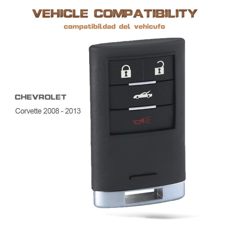Keyecu Smart Key Fob Replacement 4 Button for Chevrolet Corvette 2008-2013,FCC ID M3N5WY7777A,P/N:25926479 25926480 - Image 2