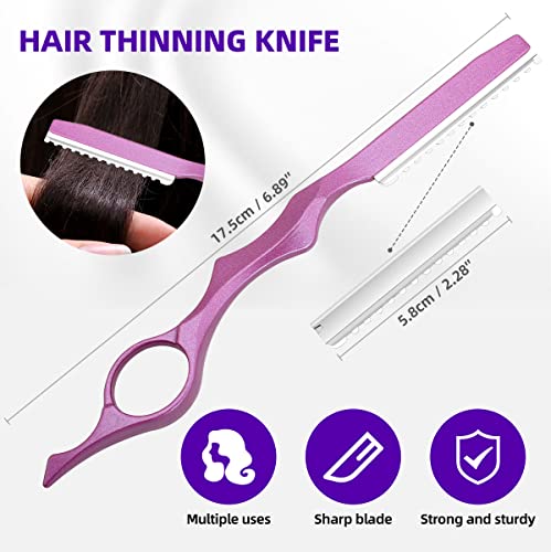 XUGOU Professional Hair Cutting Scissors Sets Stainless Steel Barber Hairdressing Scissors Multifunctional Salon Thinning Scissors Straight Shears Tools Gifts for Mom Dad Friends (Purple) - Image 4