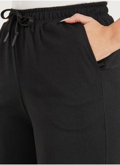 Styli Solid Wide Leg Joggers with Elasticated Waist & Drawstrings  - Image 3