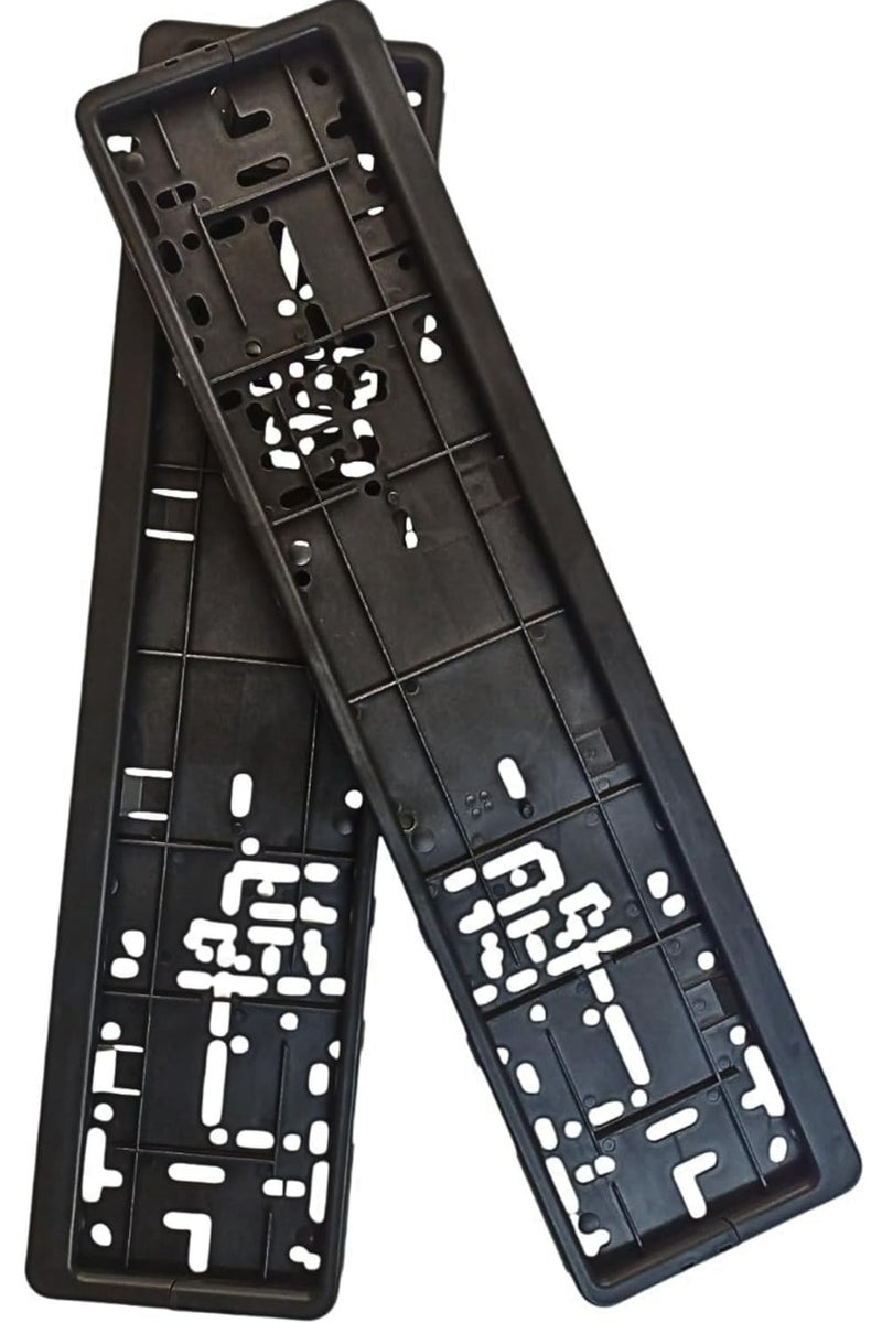 إيتافا إطار حامل لوحة أرقام السيارة لإمارة أبوظبي - طقم قطعتين باللون الأسود الطويل (53 سم أمامي و13 سم خلفي)، مقاوم للصدأ، تثبيت بالبراغي، مخصص لسيارات أبوظبي - Image 4