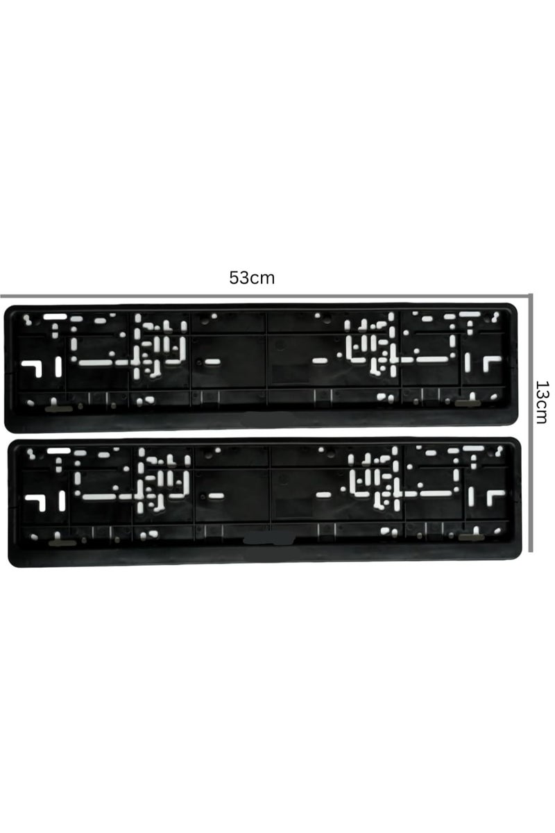 إيتافا إطار حامل لوحة أرقام السيارة لإمارة أبوظبي - طقم قطعتين باللون الأسود الطويل (53 سم أمامي و13 سم خلفي)، مقاوم للصدأ، تثبيت بالبراغي، مخصص لسيارات أبوظبي - Image 5