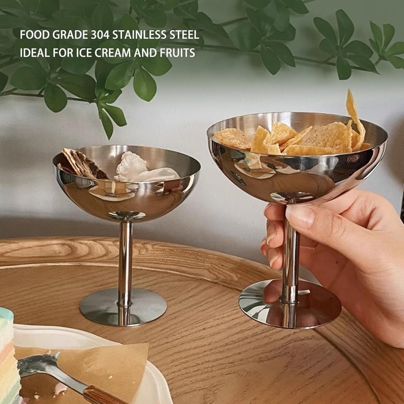 AMONIDA AMONIDA Ice Cream Goblet Tall Dishwasher Stainless Steel Cup Dessert Bowl Ice Cream Bowl for Ice Cream Cup Champagne Glass Metal with Dish Washing Machine Goblets Chalices  - Image 5