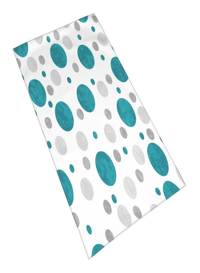 COVASA Polka Dot Hand Towels for Bathroom Set of 2 Blue Aqua Teal Gray Polka Dots Pattern Abstract Circles Classic Contemporary Design Soft Absorbent Kitchen Towels Face Towel for Gym Spa,15.7"x27.5" - Image 3