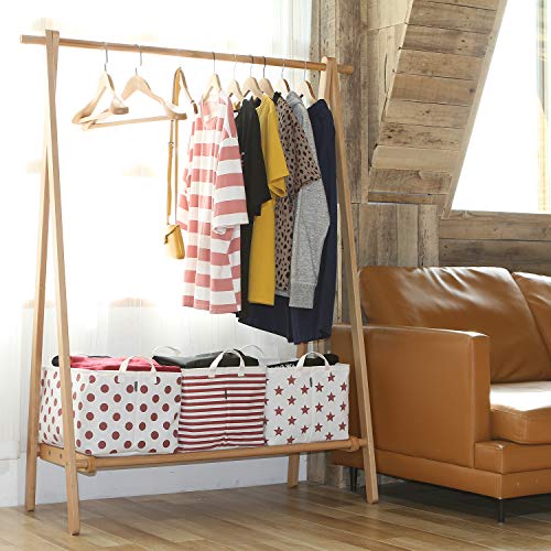 Sea Team Collapsible Canvas Fabric Storage Basket with Handles, Rectangle Waterproof Storage Bin, Box, Cube, Foldable Shelf Basket, Closet Organizer, 16.5 x 11.8 x 9.8 Inches, Red Stripe - Image 3