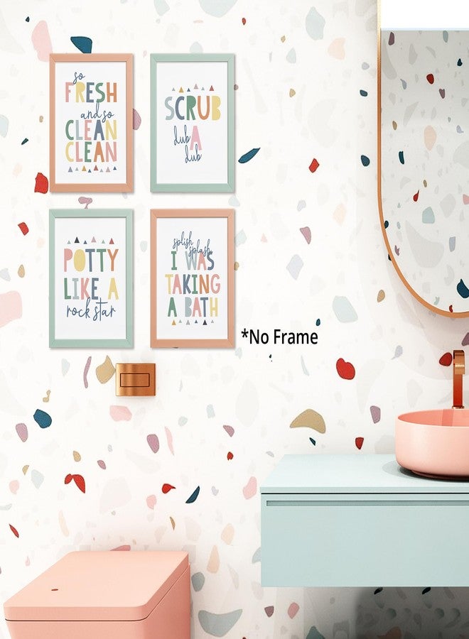 AEHIE So Fresh and Clean Colorful Bathroom Art Poster Prints for Home Kid Washroom Restroom Nursery Toilet Laundry Decor,Funny Bathroom Rules Word Art Decorations Prints Wall Art Unframed 4pcs 8x10inch - Image 2