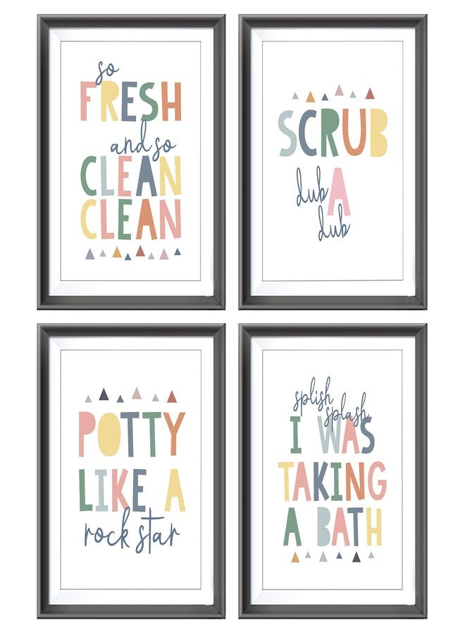 AEHIE So Fresh and Clean Colorful Bathroom Art Poster Prints for Home Kid Washroom Restroom Nursery Toilet Laundry Decor,Funny Bathroom Rules Word Art Decorations Prints Wall Art Unframed 4pcs 8x10inch - Image 1