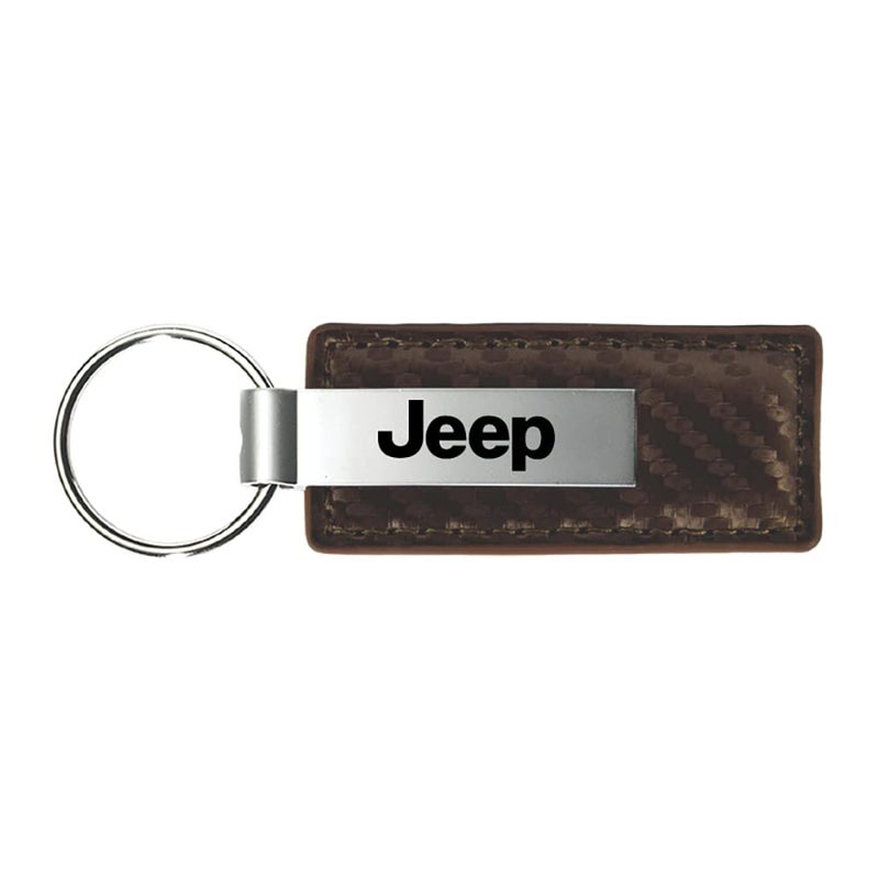 AuTomotive Gold INC Carbon Fiber Leather Key Fob for Jeep Brown KC1551JEE1