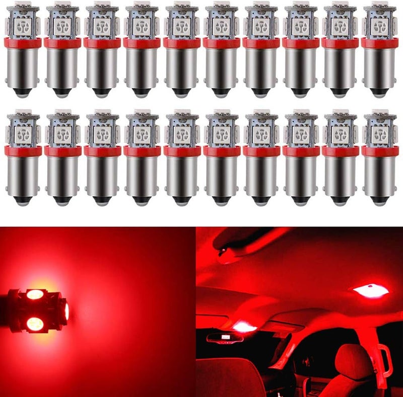 BlyilyB BA9S RED 5050-5SMD LED Bulb Pack of 20 for Automotive Lighting - Image 1