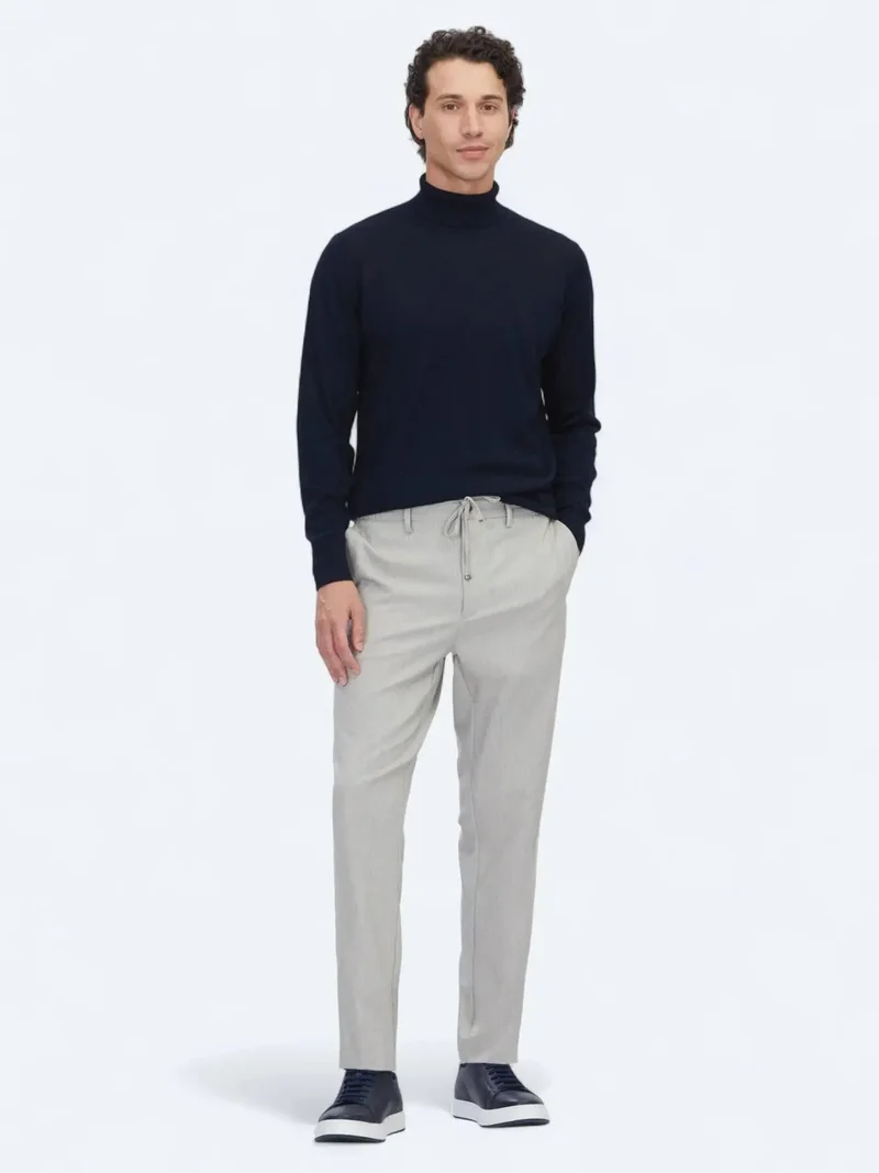 Kip Dark Beige Weaving Jogging Fit Casual Trousers