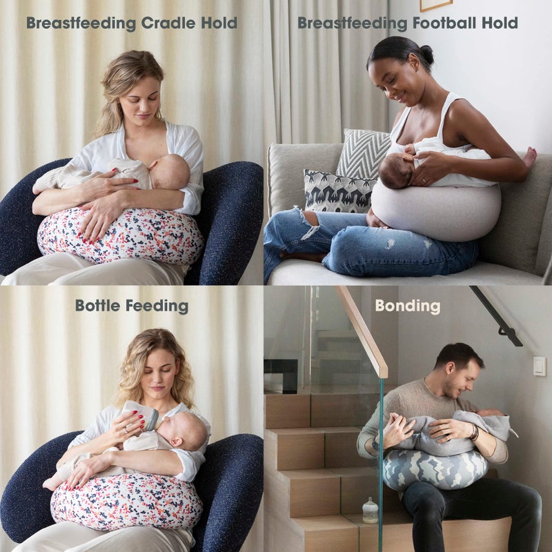 bbhugme Adjustable Nursing Pillow - Breastfeeding, Bottle Feeding, Baby Support - Adjustable Firmness and Fit - Washable Pillow Cover - Pink Melange - Image 2