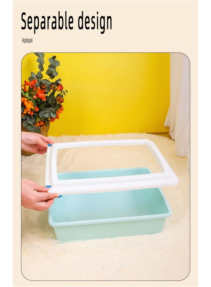 Splash Proof Semi Closed Large Cat Litter Box With Cat Litter Spoon blue - Image 2