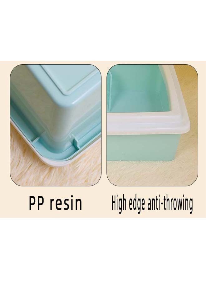 Splash Proof Semi Closed Large Cat Litter Box With Cat Litter Spoon blue - Image 3