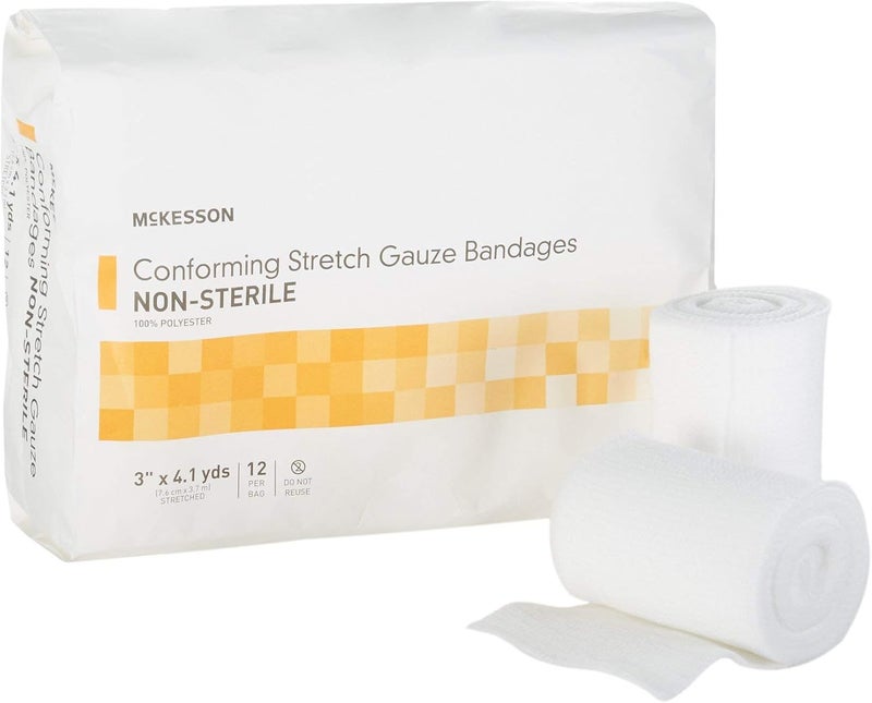 McKesson Conforming Stretch Gauze Bandages NonSterile 3 in x 4 110 yds 12 Count - Image 1