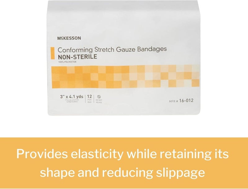 McKesson Conforming Stretch Gauze Bandages NonSterile 3 in x 4 110 yds 12 Count - Image 3