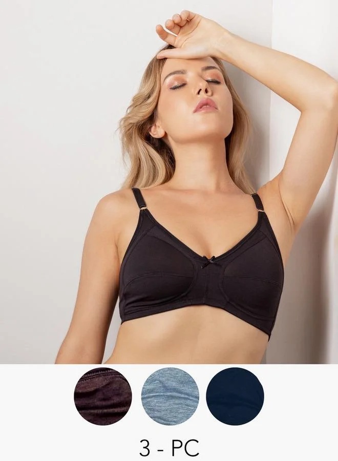 Aadaraya Set of 3 - Aadaraya Assorted A-frame Bra with Hook and Eye Closure