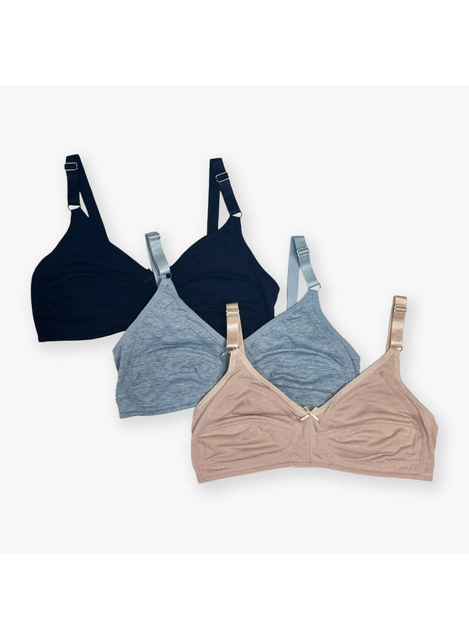 Aadaraya Set of 3 - Aadaraya Assorted A-frame Bra with Hook and Eye Closure - Image 4