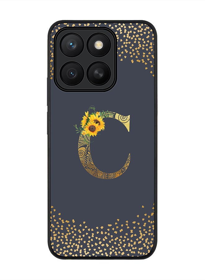 Stylizedd For Honor X8c Case,Slim fit Camera Protection, Shockproof Thin Phone cover  - Custom Floral Monogram - C  (Grey )