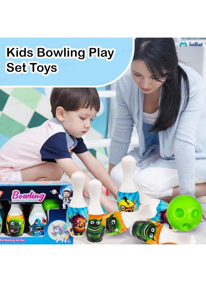 FunBlast Kids Bowling Play Set Toys - Fun with Cartoon Bowling Play Toy Set with 6 Bottles and 1 Balls Game for Kids, Indoor & Outdoor Sports Games for Kids/Boys (Random Color and Print) - Image 4