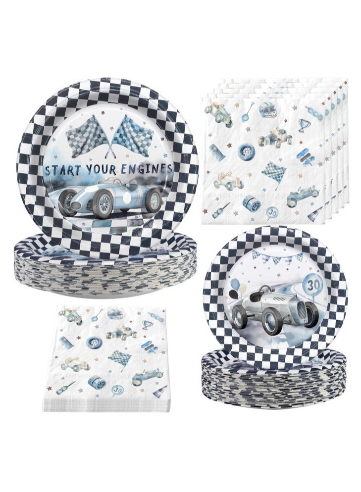 مناديل وألواح لتزيين حفلات أعياد ميلاد سيارات السباق بالألوان المائية من أجل هدايا حفلات أعياد ميلاد سيارات السباق - Image 1