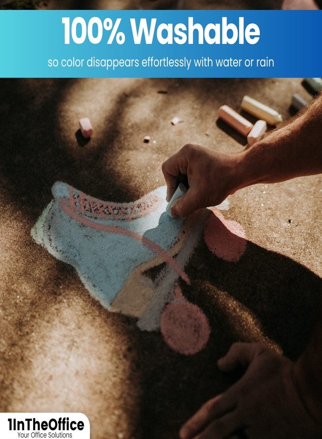 1InTheOffice Jumbo Sidewalk Chalk for Kids, Outdoor Bright Colored Chalk, Washable, Assorted Colors (20 Pcs) - Image 5
