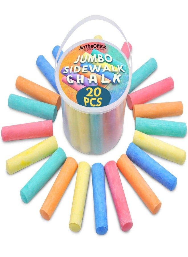 1InTheOffice Jumbo Sidewalk Chalk for Kids, Outdoor Bright Colored Chalk, Washable, Assorted Colors (20 Pcs) - Image 1