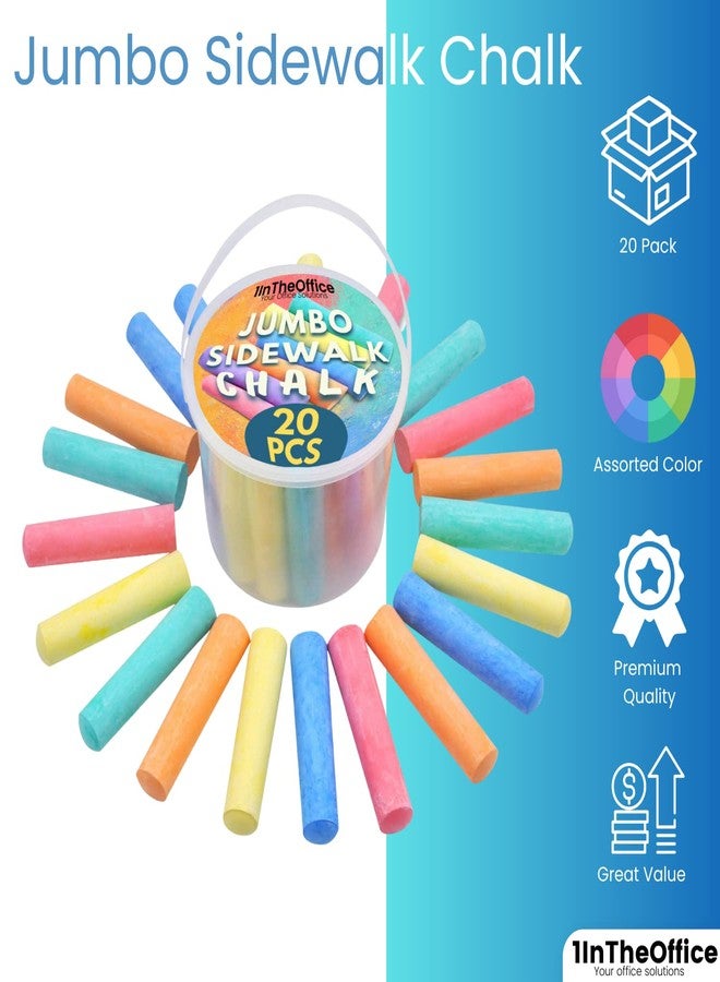 1InTheOffice Jumbo Sidewalk Chalk for Kids, Outdoor Bright Colored Chalk, Washable, Assorted Colors (20 Pcs) - Image 2