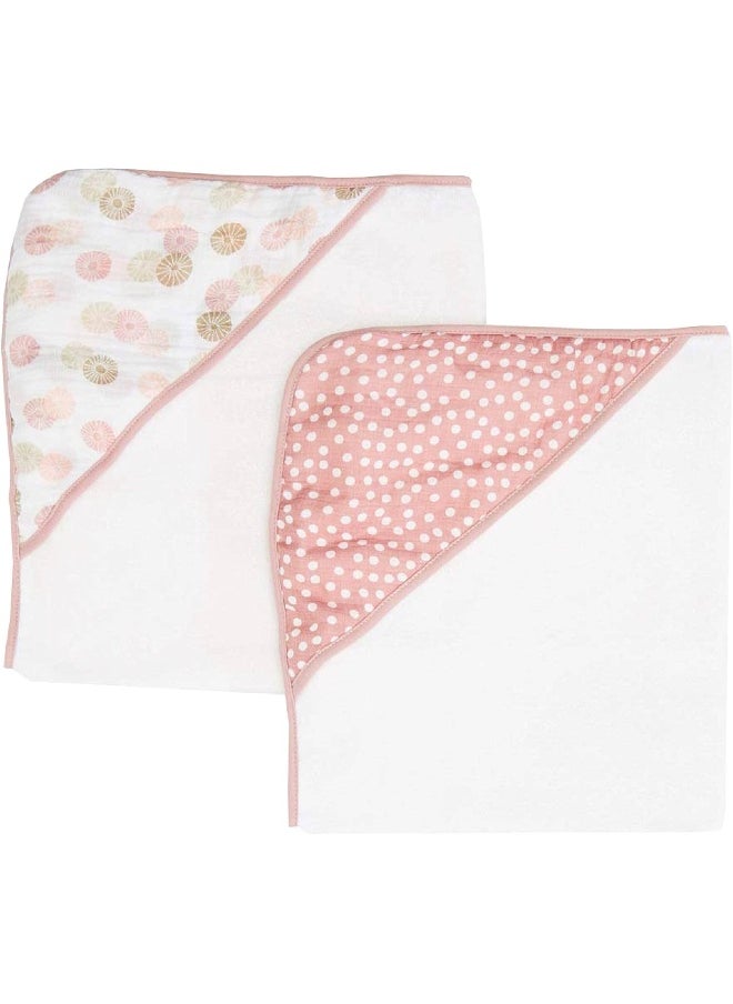 Spasilk Spasilk Baby 2 Pack Soft Terry Towel with Muslin Printed Hood  - Image 1