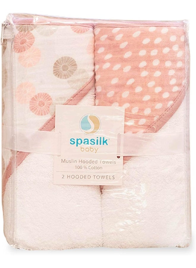 Spasilk Spasilk Baby 2 Pack Soft Terry Towel with Muslin Printed Hood  - Image 3