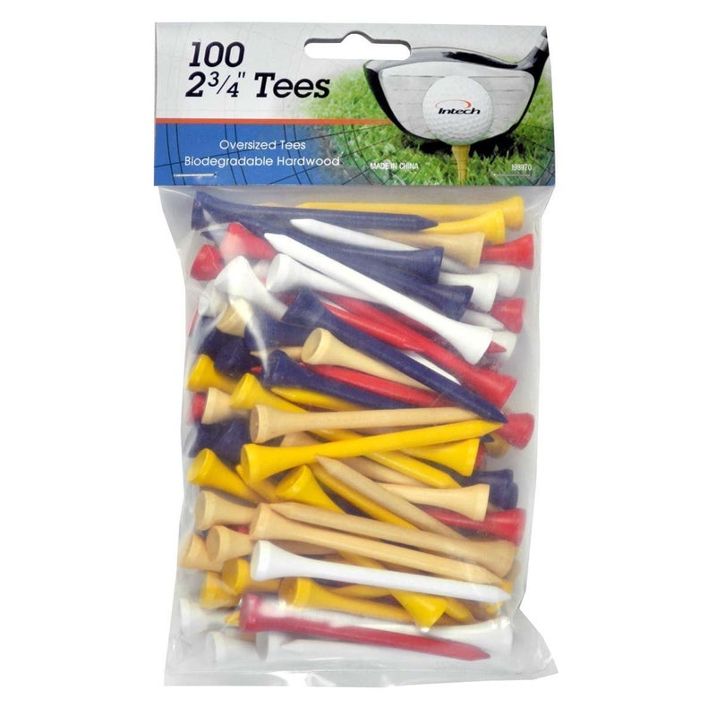 Intech Golf Tees 2 3/4 Inch, Multi Colored (Red, White, Blue, Yellow, Natural), 100-Pack