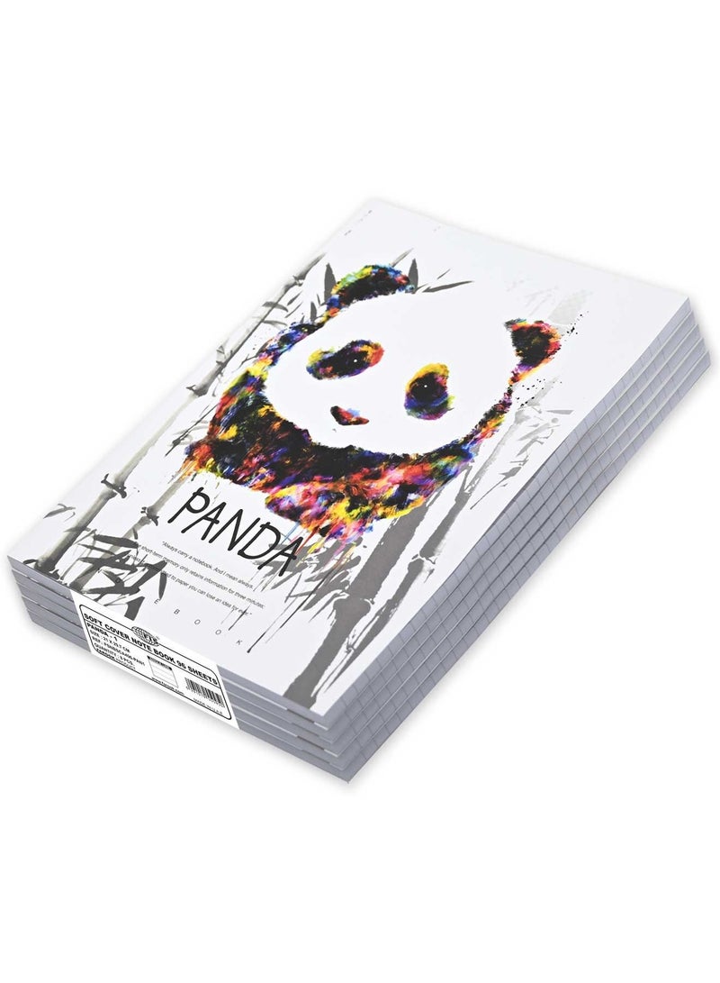 FIS 8 Pieces Soft Cover Notebook 96 Sheets A4 Panda Design - Image 1