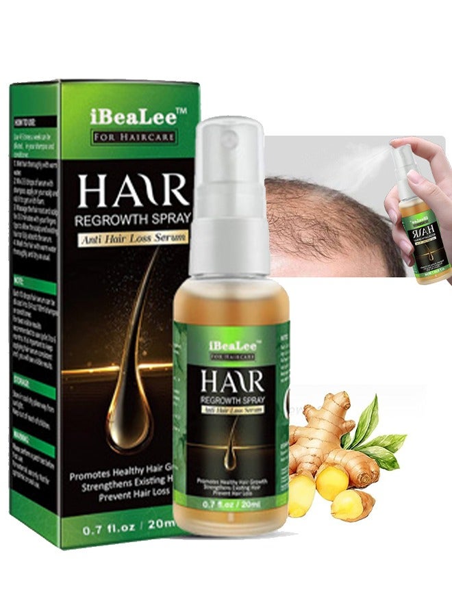 iBealee Hair Regrowth Spray-Anti Hair Loss Serum，Ginseng and Ginger Hair Growth Booster Serum, Regrowth Spray and Essential Oils - Anti Hair Loss Treatment for Optimal Hair Care 20ml - Image 1