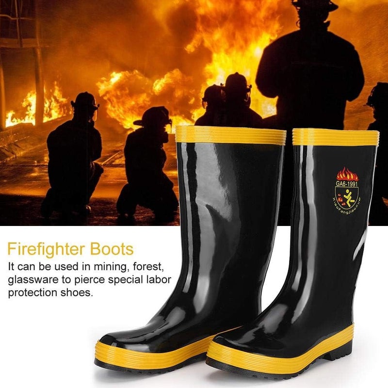 comfrt Safety Boots, Fire Fighting Rescue Rubber Boots Non-Slip High Temperature Resistance Rubber Safety Shoes for Firefighter (39) - Image 3