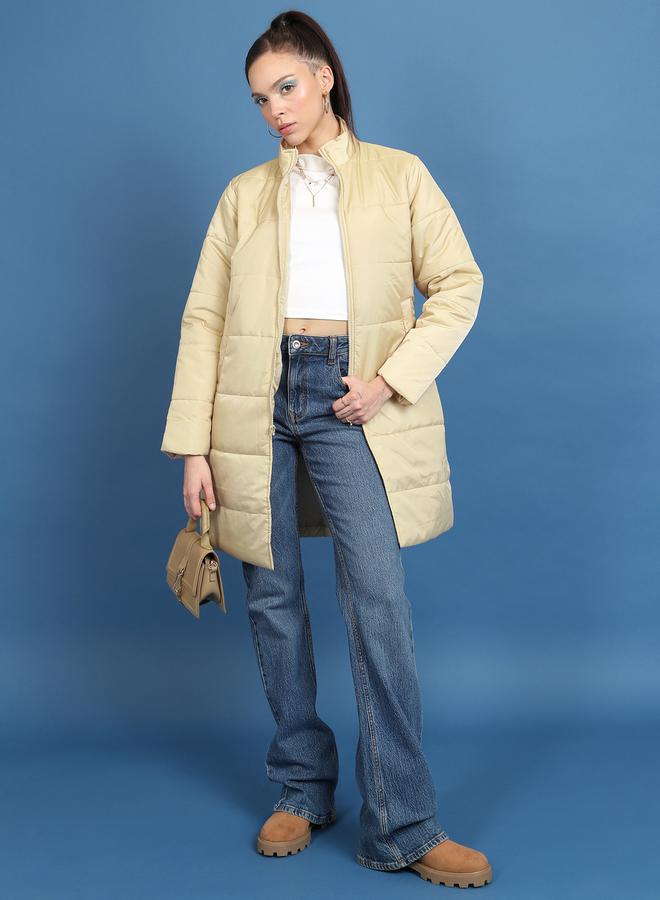 Tokyo Talkies Longline High Neck Padded Jacket by Styli - Image 1