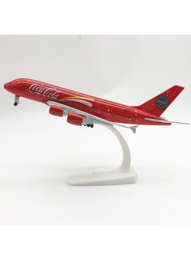 20cm Alloy Airplane Tabletop Display Model 1:200 Scale Coca-Cola A380 Airplane Model Ornaments, Toys, Decorations, Collectible Gifts - Image 5