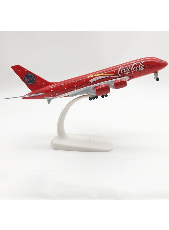 20cm Alloy Airplane Tabletop Display Model 1:200 Scale Coca-Cola A380 Airplane Model Ornaments, Toys, Decorations, Collectible Gifts - Image 1