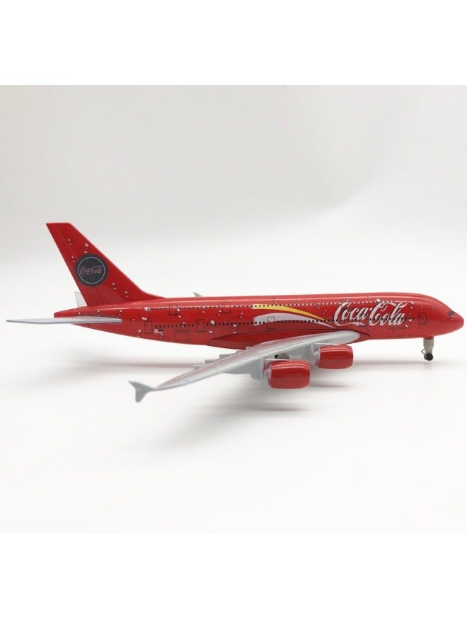 20cm Alloy Airplane Tabletop Display Model 1:200 Scale Coca-Cola A380 Airplane Model Ornaments, Toys, Decorations, Collectible Gifts - Image 4