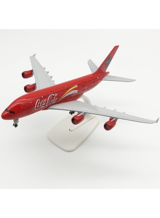 20cm Alloy Airplane Tabletop Display Model 1:200 Scale Coca-Cola A380 Airplane Model Ornaments, Toys, Decorations, Collectible Gifts - Image 2